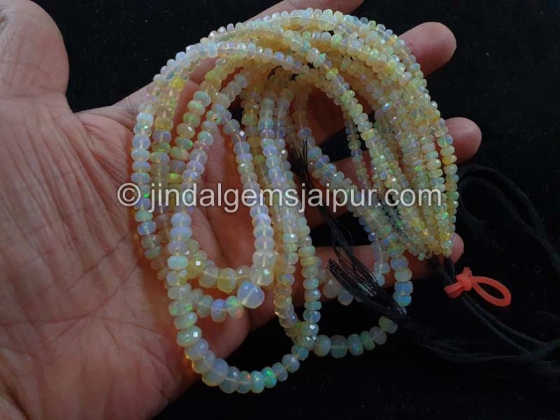 Canary Yellow Ethiopian Opal Far Faceted Roundelle Beads