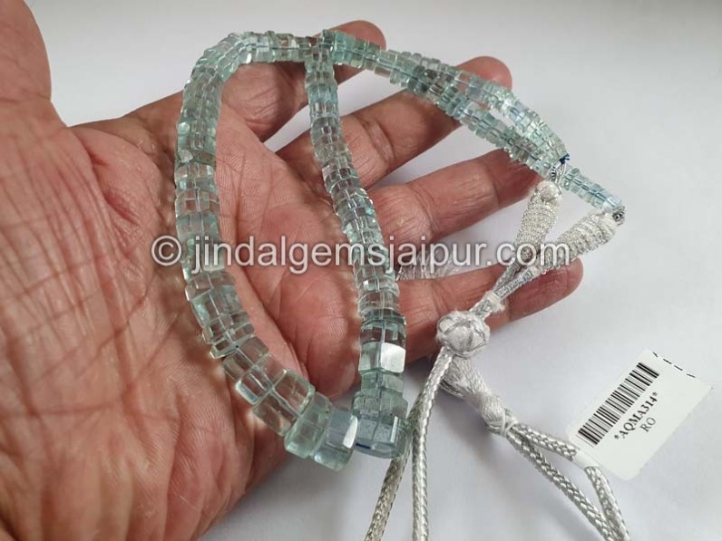 Aquamarine Step cut Bolt Shape Beads