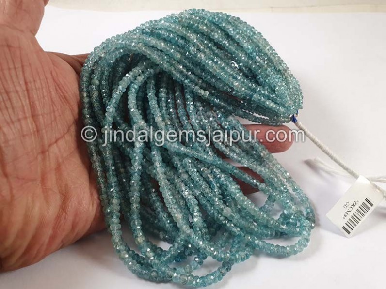 Blue Zircon Faceted Roundelle Shape Beads