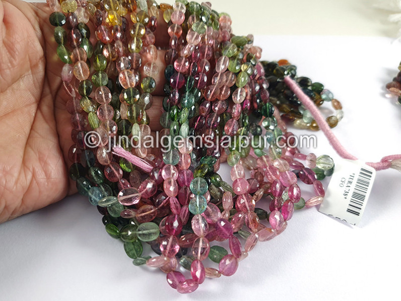 Tourmaline Faceted Oval Shape Beads