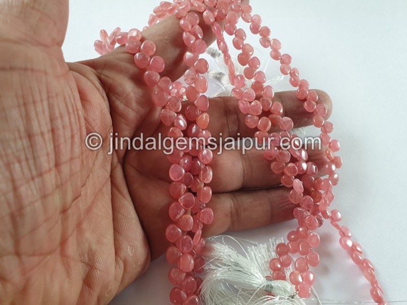 Rhodochrosite Smooth Heart Beads