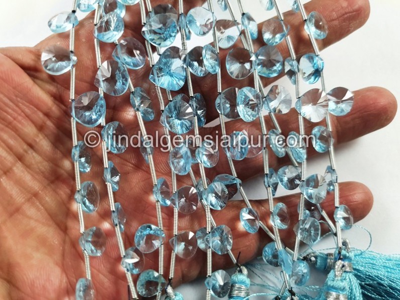 Sky Blue Topaz Double Concave Cut Heart Shape Beads