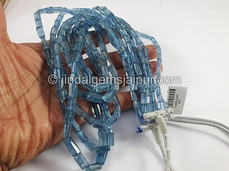 Santa Maria Aquamarine Cut Pipe Shape Beads