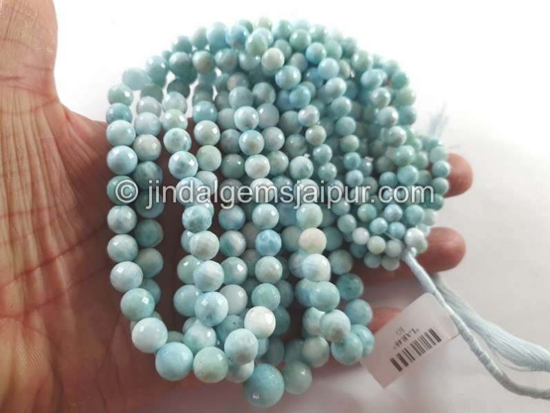 Larimar Faceted Round Balls Beads