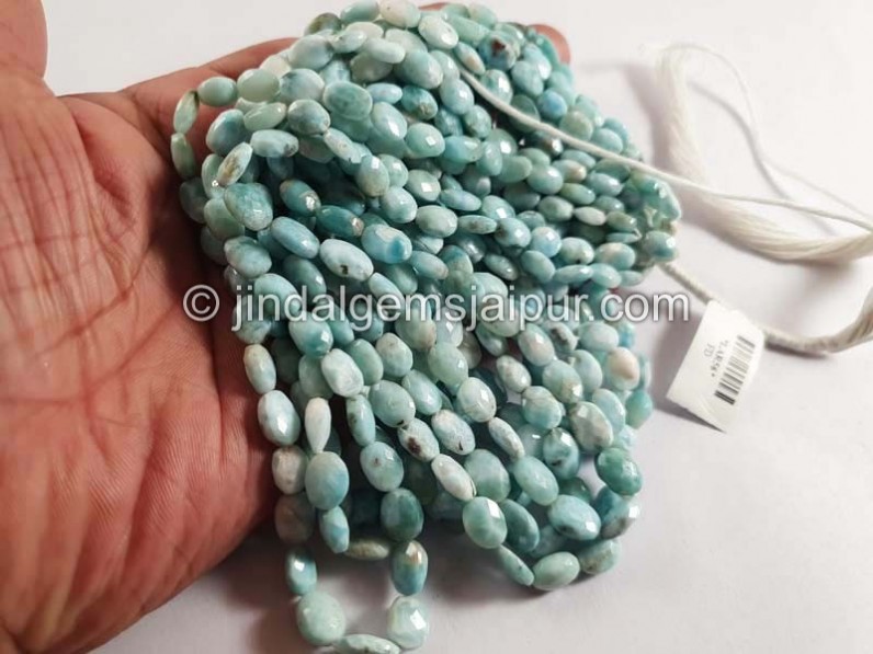 Larimar Faceted Oval Shape Beads