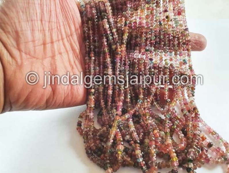 Watermelon Tourmaline Faceted Roundelle Beads