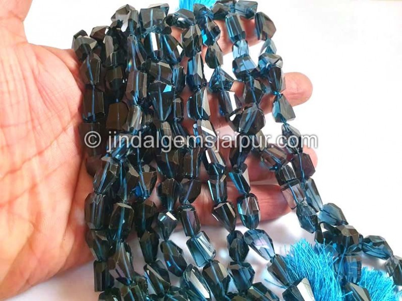 London Blue Topaz Faceted Nugget Beads