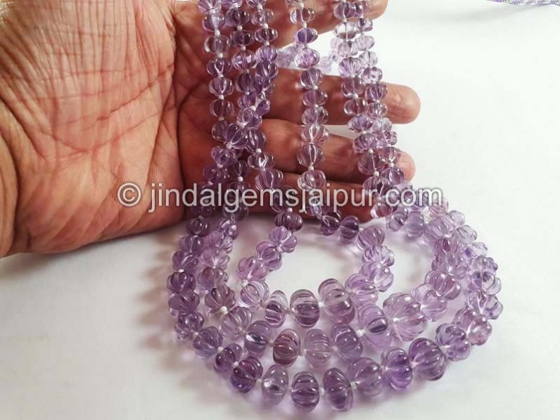 Pink Amethyst Carved Pumpkin Shape Beads