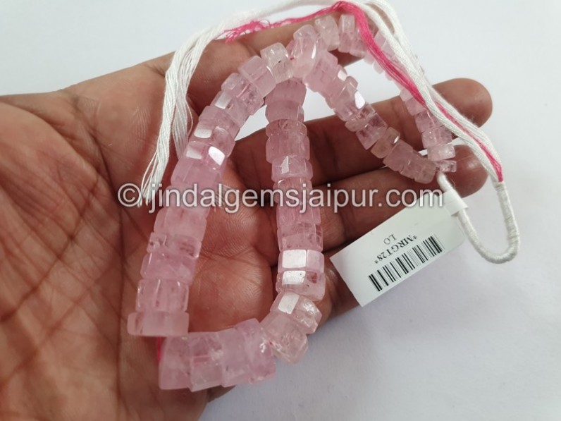 Morganite Step Cut Roundelle Beads