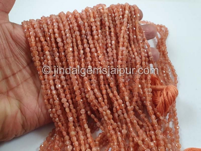 Sunstone Faceted Coin Beads