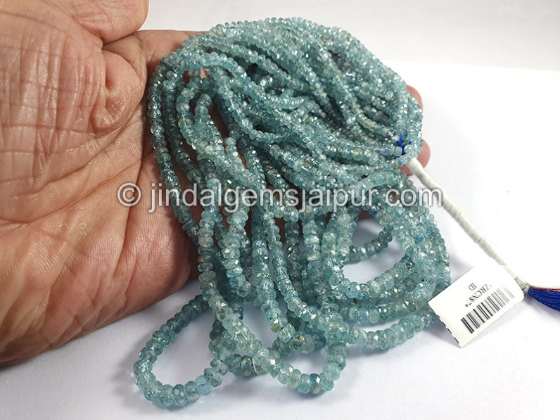 Blue Zircon Faceted Roundelle Shape Beads