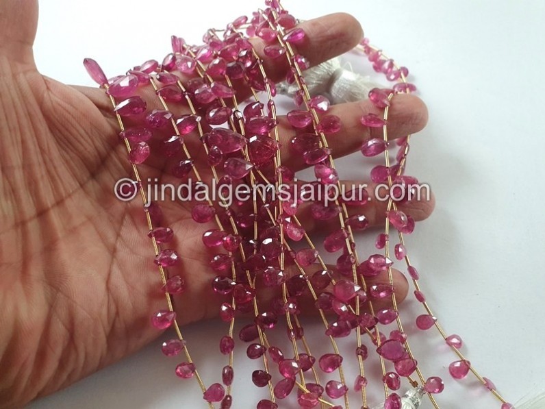 Ruby Faceted Pear Beads