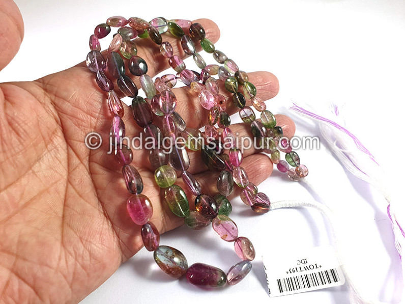 Bi Color Tourmaline Smooth Nuggets Shape Beads