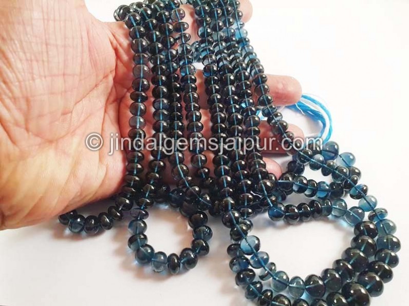 London Blue Topaz Smooth Roundelle Beads