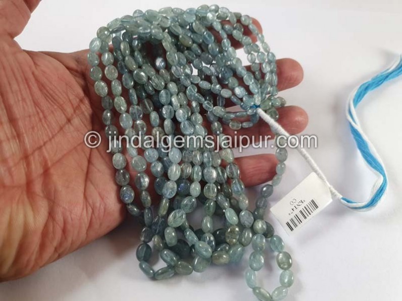 Aqua Kyanite Smooth Oval Beads