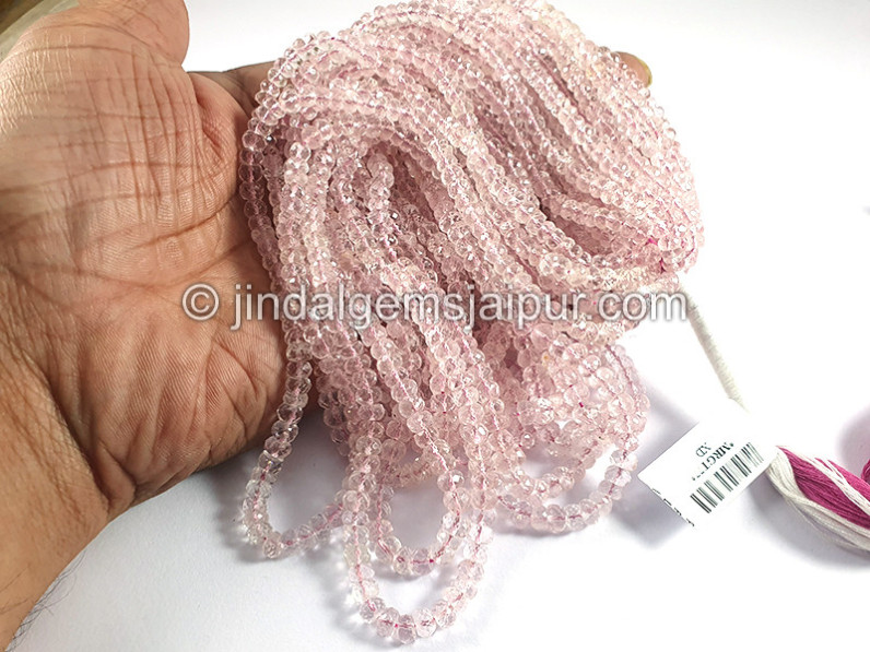 Pink Morganite Faceted Roundelle Shape Beads