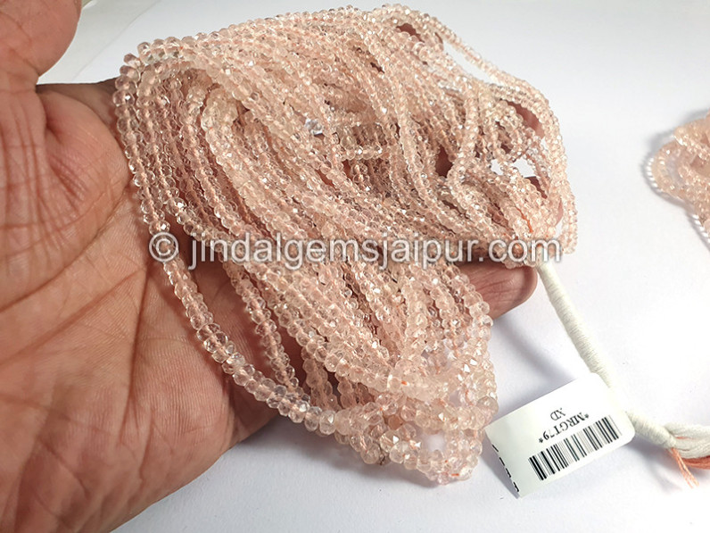 Peach Morganite Faceted Roundelle Shape Beads