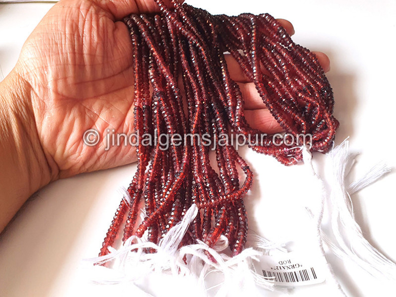 Garnet Faceted Roundelle Shape Beads