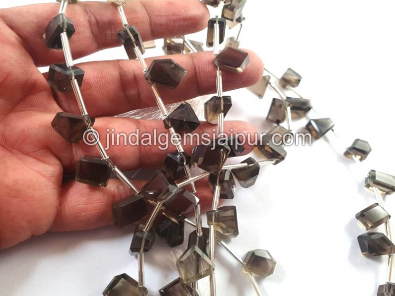 Smoky Quartz Shaded Faceted Fancy Nugget Beads