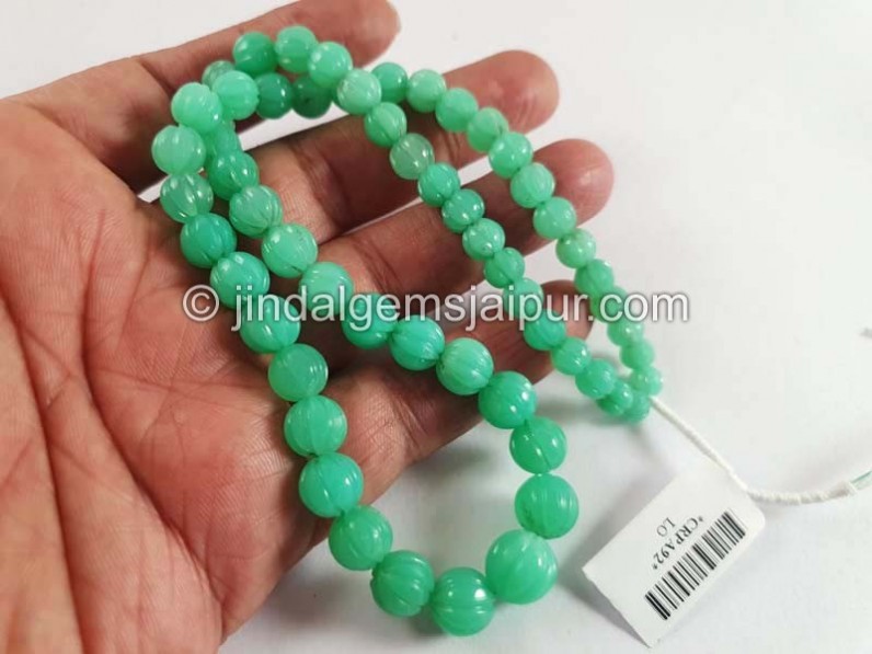 Chrysoprase Carved Pumpkin Balls Beads