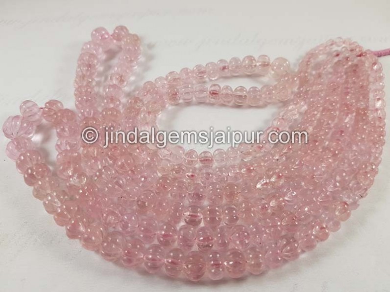 Pink Morganite Carved Pumpkin Beads