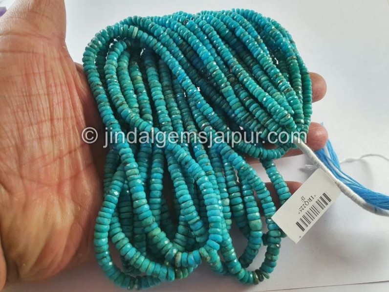 Turquoise Shaded Faceted Tyre Shape Beads