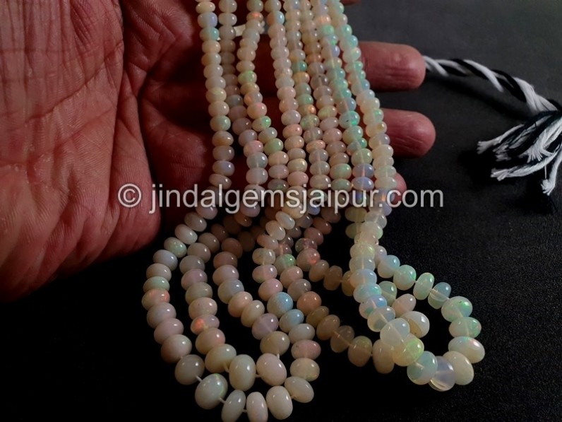 Ethiopian Opal White Smooth Roundelle Beads