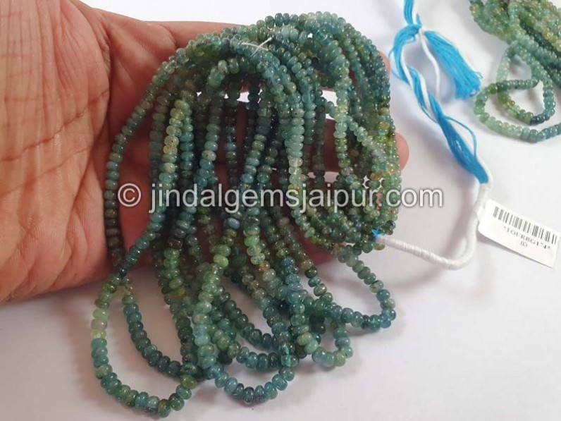 Blue Tourmaline Shaded Smooth Roundelle Beads