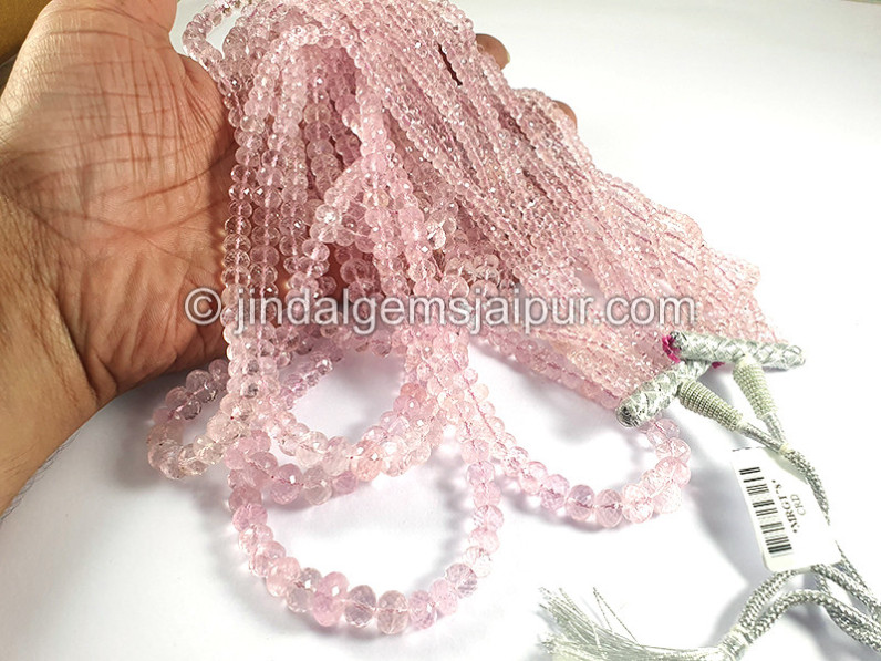 Pink Morganite Faceted Roundelle Shape Beads