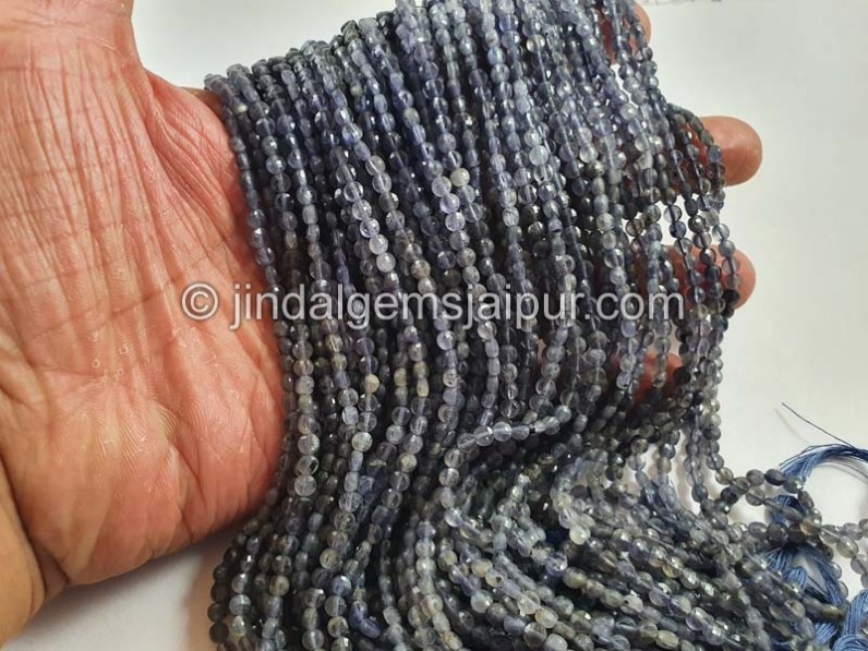 Iolite Shaded Faceted Coin Beads