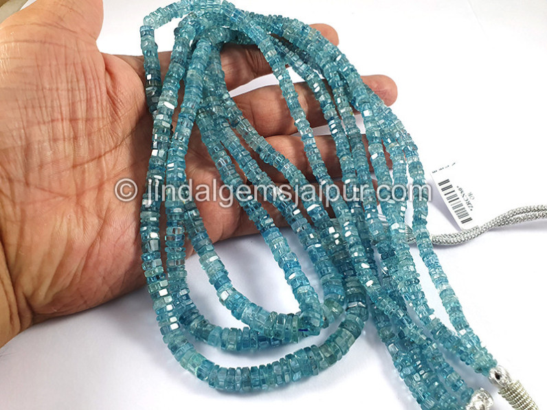 Blue Zircon Step Cut Bolt Shape Beads