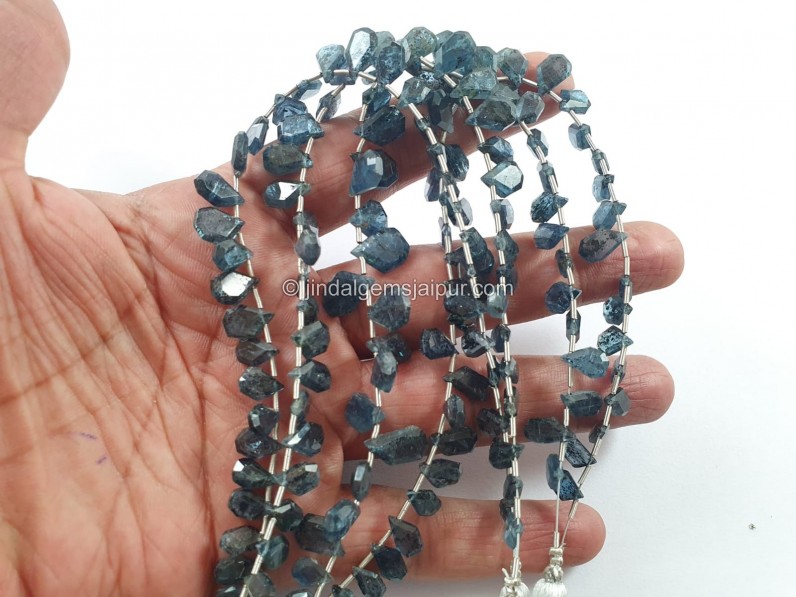 Moss Blue kyanite flat faceted table cut beads