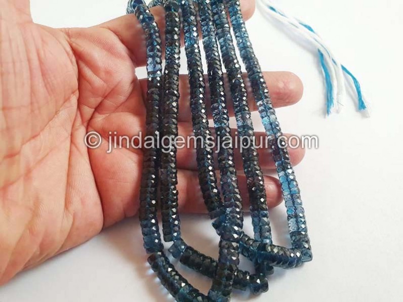 London Blue Topaz Faceted Tyre Shape Beads