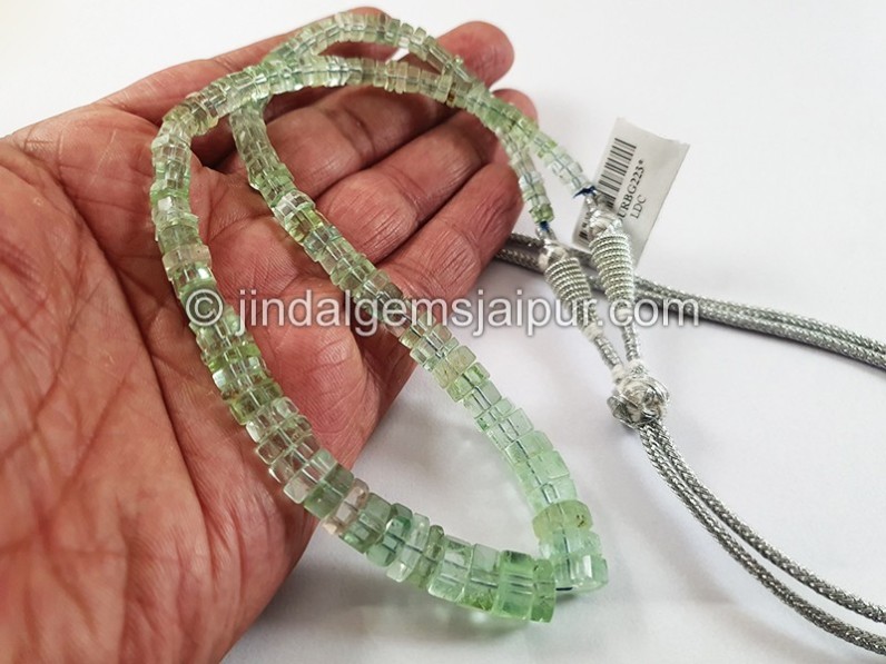 Mint Green Tourmaline Cut Bolt Shape Beads