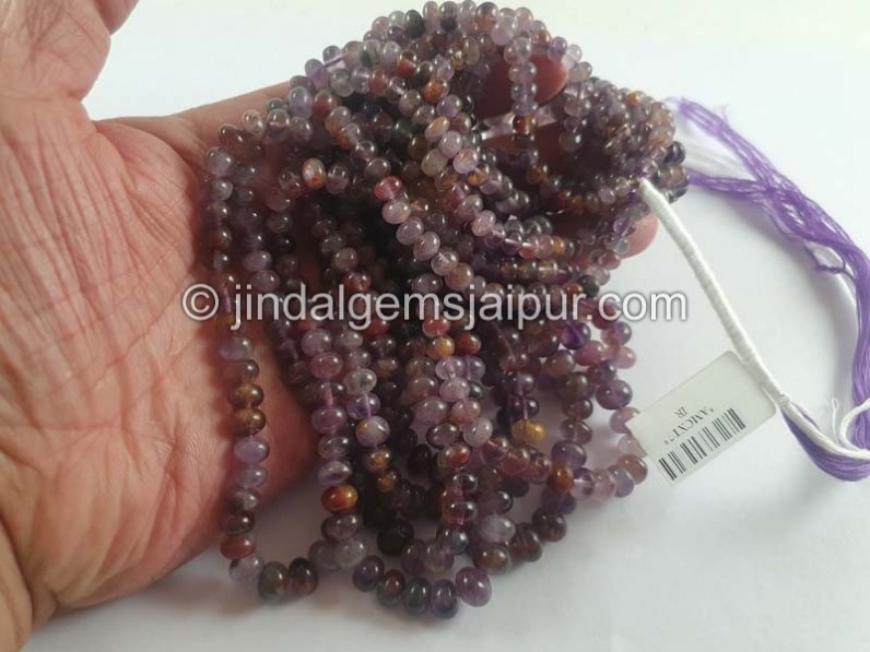 Amethyst Cacoxenite Smooth Roundelle Beads