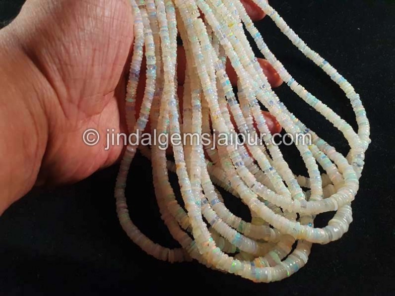 White Milky Ethiopian Opal Smooth Tyre Beads