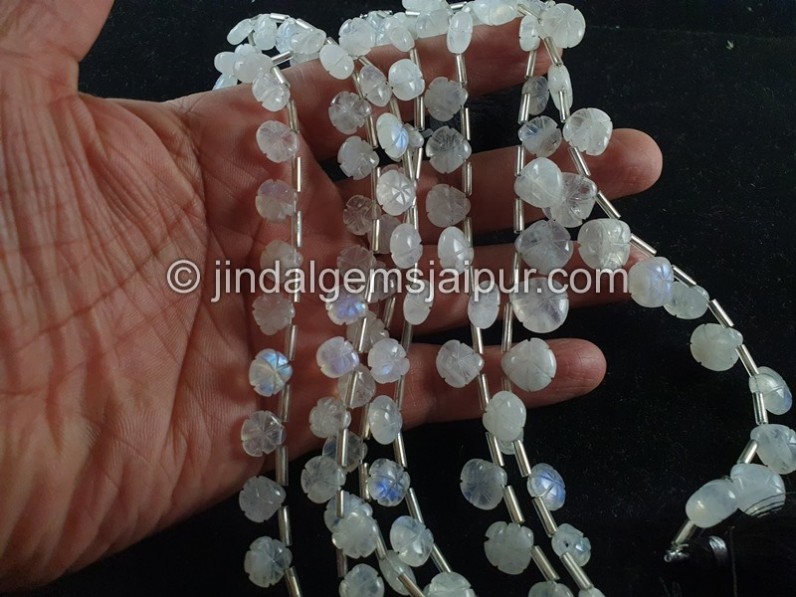 Rainbow Moonstone Carved Heart Shape Beads