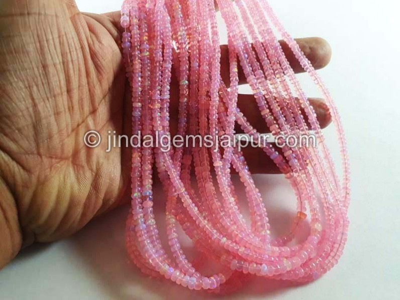 Pink Ethiopian Opal Smooth Roundelle Beads