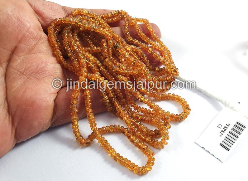 Mandarin Garnet Smooth Roundelle Shape Beads