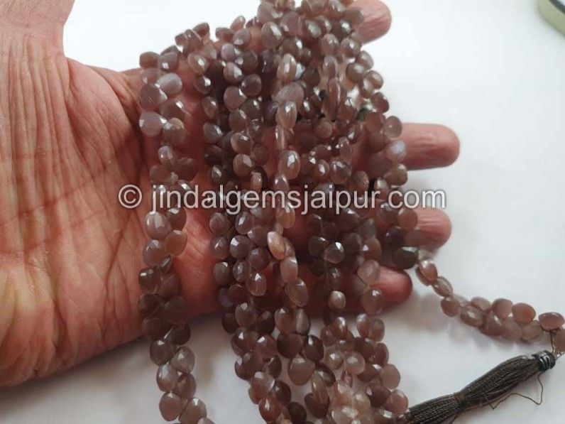 Chocolate Moonstone Faceted Heart Beads