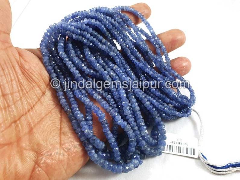Blue Sapphire Burma Faceted Roundelle Shape Beads