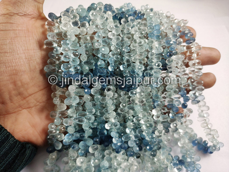 Santa Maria Aquamarine Shaded Faceted Drops Shape Big Beads