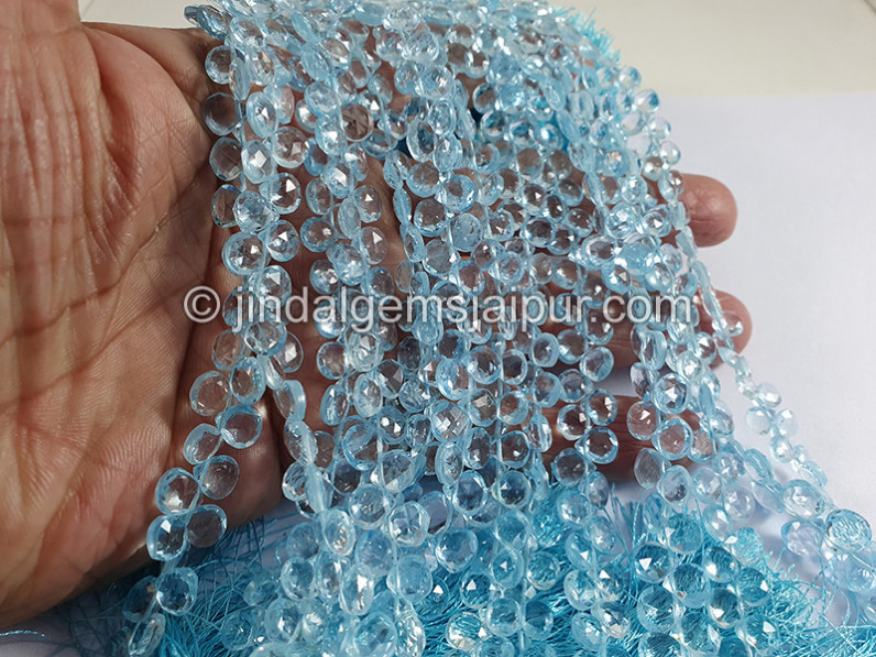 Sky Blue Topaz Faceted Heart Shape Beads