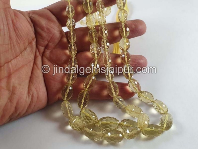 Lemon Quartz Concave Cut Barrel Beads