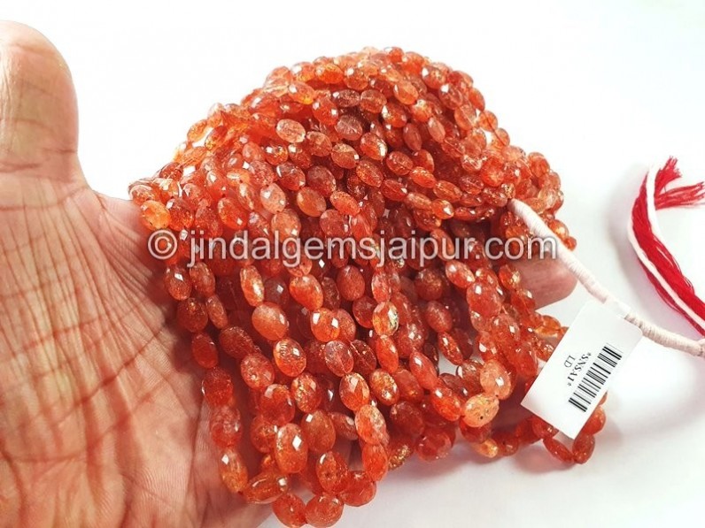 Sunstone Faceted Oval Beads