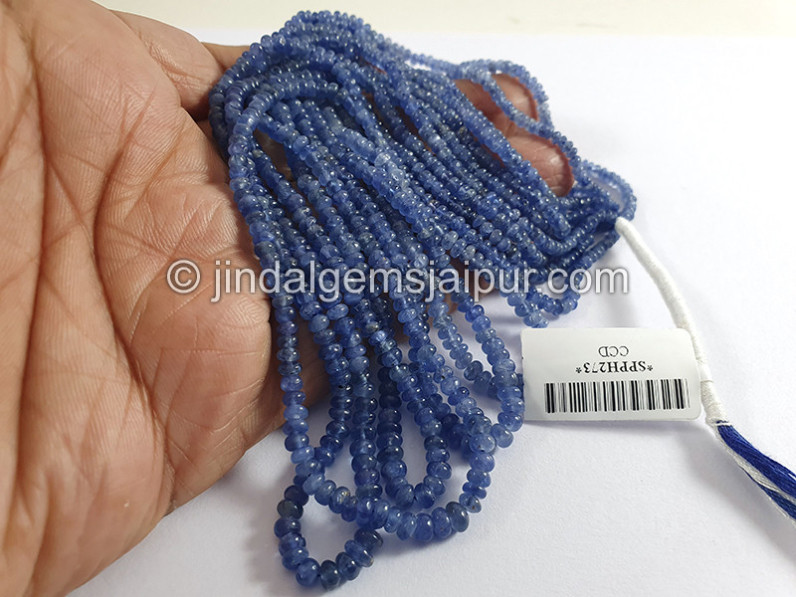 Blue Sapphire Burma Smooth Roundelle Shape Beads