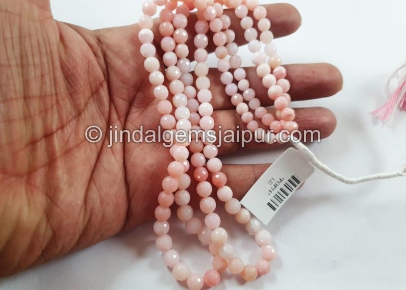 Pink Opal Faceted Round Balls Shape Beads