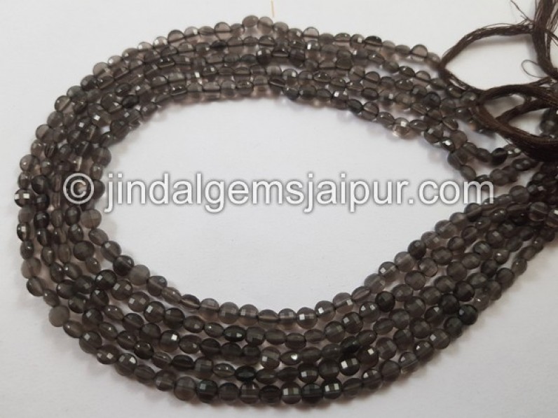 Smoky Faceted Coin Beads