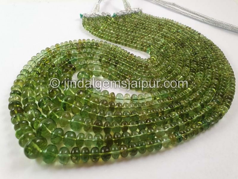 Parrot Green Tourmaline Smooth Roundelle Beads