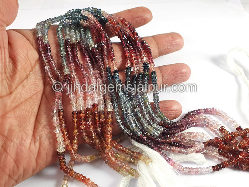 Multi Spinel Faceted Roundelle Shape Beads